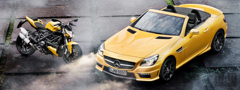   Mercedes-Benz SLK55 AMG and Ducati Streetfighter 848 - 2011 - Car wallpapers
